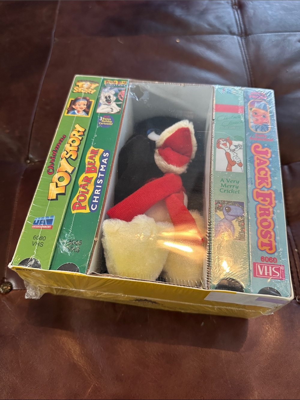 Sterling Vintage Sealed Plush Penguin Holiday Toy 4 Set VHS bundle